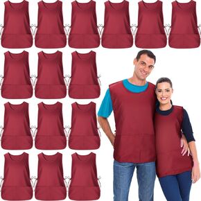 15 Pcs Cobbler Apron Smock Apron with 2 Deep Pockets and Side Ties Unisex Apron for work kitchen