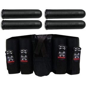 Maddog 4+1 Vertical Paintball Harness Pod Pack with (4) Paintball Pods and Quick Disconnect Paintball Tank Remote Coil Accessory Package | Fits up to 88ci Tank