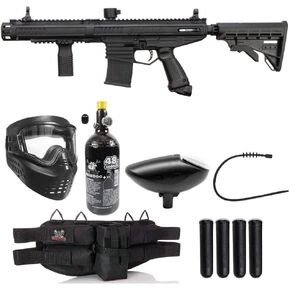 Maddog Tippmann Stormer Elite Dual Fed Silver HPA Paintball Gun Marker Starter Package - Black