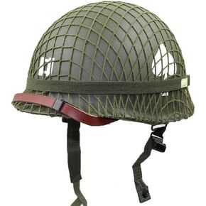 WW2 US Army M1 Green Helmet Replica with Net/Canvas Chin Strap DIY Painting