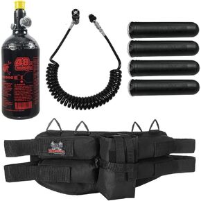 Maddog Paintball Harness with Paintball Pods, 48ci/3000psi Compressed Air HPA Paintball Tank & Remote Coil Accessory Package