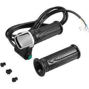 1 Pair E-Bike Throttle Voltmeter Handlebar Grip, Waterproof E-Bike Throttle Handlebar with LCD Display Modified Part for Electric Bike