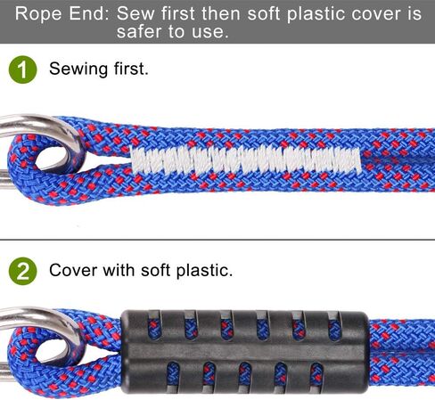 24 ft Heavy Duty Boat Tow Harness, Boat Tow Ropes, Easy Connection w/ 3 Stainless Steel Larger Hooks, SELEWARE in Saudi Arabia