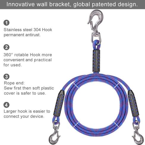 24 ft Heavy Duty Boat Tow Harness, Boat Tow Ropes, Easy Connection w/ 3 Stainless Steel Larger Hooks, SELEWARE in Saudi Arabia