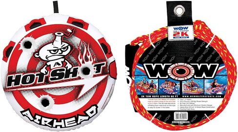 أنبوب Airhead Hot Shot قابل للقطر 1-2 للقوارب والرياضات المائية، غطاء نايلون كامل مزدوج الخياطة وصمام أمان للسرعة لسهولة النفخ والتفريغ in Saudi Arabia