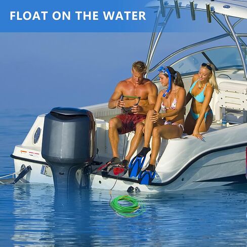 حبل Dyneema Wakeboard بطول 75 قدمًا، حبل غير قابل للتمدد ومقبض حبل التزلج على الماء للرياضات المائية، 4 أقسام حبل سحب عائم للركبة وركوب الأمواج in Saudi Arabia