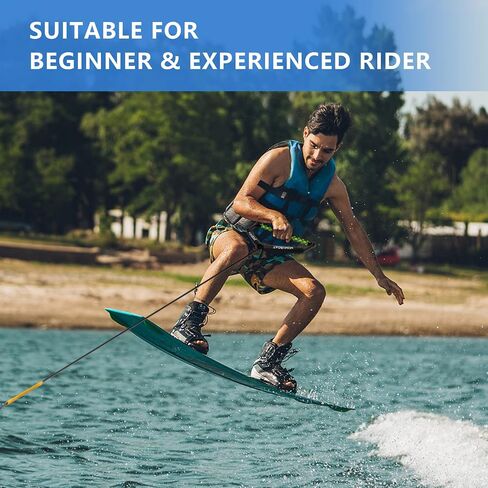 حبل Dyneema Wakeboard بطول 75 قدمًا، حبل غير قابل للتمدد ومقبض حبل التزلج على الماء للرياضات المائية، 4 أقسام حبل سحب عائم للركبة وركوب الأمواج in Saudi Arabia
