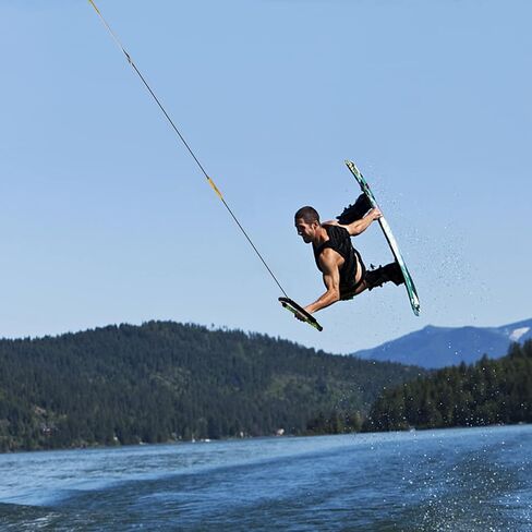 حبل Dyneema Wakeboard بطول 75 قدمًا، حبل غير قابل للتمدد ومقبض حبل التزلج على الماء للرياضات المائية، 4 أقسام حبل سحب عائم للركبة وركوب الأمواج in Saudi Arabia