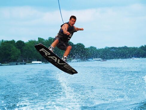 RAVE Sports Freestyle Blue Wakeboard and Bindings Package Freestyle Wakeboard with Striker Boots Blue/Black in Saudi Arabia