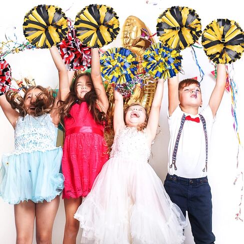 AUHOKY عبوتان من كرات التشجيع مع مقبض باتون، مجموعة كرات التشجيع الفاخرة، زهور يدوية منفوشة للتشجيع وحفلات الرقص الفاخرة (6 بوصة، أسود/أصفر) in Kuwait