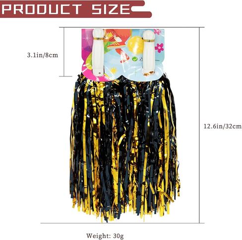 esluker.ly 12 حزمة من كرات بوم التشجيع مع مقبض باتون، كرات معدنية من رقائق معدنية بوم بومس زهور يدوية للتشجيع للرياضة، كرة الرقص، فستان فاخر للحفلات الليلية (أزرق/فضي) in Kuwait