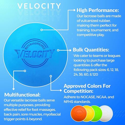 Velocity Lacrosse Balls - 1, 2, 3, 6, 12, 18, 24, 36, 60 and 120 Packs - for Practice, Official NFHS and College Approved Size in Saudi Arabia