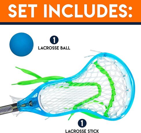 Franklin Sports Kids Mini Lacrosse Stick + Ball Set - Venom Youth Plastic Lacrosse Stick for Beginners - Perfect Set for Kids + Toddlers - Blue, 34" in Saudi Arabia