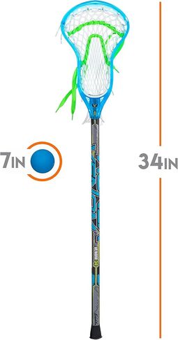 Franklin Sports Kids Mini Lacrosse Stick + Ball Set - Venom Youth Plastic Lacrosse Stick for Beginners - Perfect Set for Kids + Toddlers - Blue, 34" in Saudi Arabia