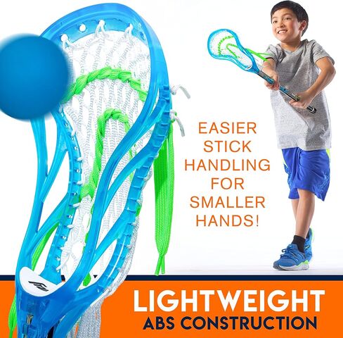 Franklin Sports Kids Mini Lacrosse Stick + Ball Set - Venom Youth Plastic Lacrosse Stick for Beginners - Perfect Set for Kids + Toddlers - Blue, 34" in Saudi Arabia