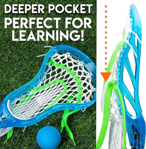 Franklin Sports Kids Mini Lacrosse Stick + Ball Set - Venom Youth Plastic Lacrosse Stick for Beginners - Perfect Set for Kids + Toddlers - Blue, 34" in Saudi Arabia
