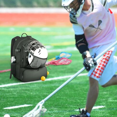 حقيبة YOREPEK Lacrosse ذات سعة كبيرة، حقيبة ظهر لاكروس تحمل جميع معدات لاكروس أو الهوكي الميداني، وحاملي عصا وحجرة منفصلة للمرابط in Kuwait