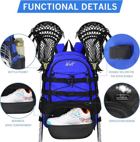 WOLT | Turf Lacrosse Backpack Bag- Lacrosse Bags- Extra Large Lacrosse bag with Two Sticks holder and Separate Cleats Compartment Field Hockey Bag… in Saudi Arabia