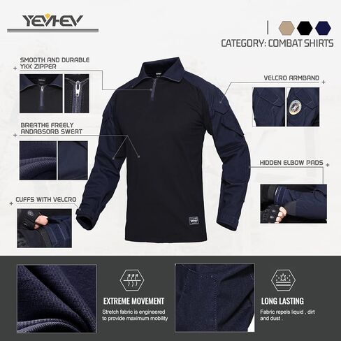 YEVHEV G3 البدلة القتالية مجموعة الملابس العسكرية التكتيكية التمويه الملابس الصيد موحدة الألوان والعتاد مع منصات الركبة للرجال in Kuwait