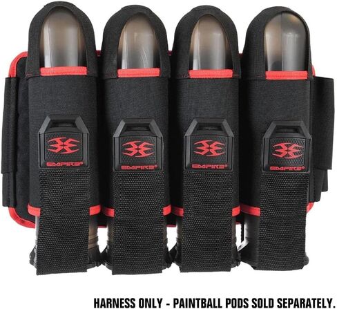 Empire Omega Paintball 4 Pod Harness Hook & Loop Strap Pack أسود مع أحمر، أسود / أحمر in Saudi Arabia