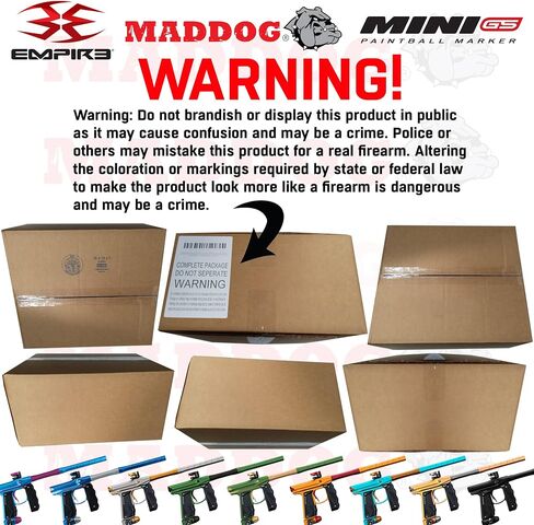علامة Maddog Empire Mini GS الكاملة لمسدس كرات الطلاء التلقائي مع خزان HPA 48/3000، محمل Empire Halo Too، قناع Empire Helix الحراري، واقي الرقبة، 4+3 حزام و(4) حزمة بداية القرون in Kuwait