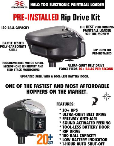 Maddog Empire Mini GS Full Auto Paintball Gun Marker w/ 48/3000 HPA Tank, Empire Halo Too Loader, Empire Helix Thermal Mask, Neck Protector, 4+3 Harness & (4) Pods Starter Package in Kuwait