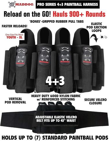 Maddog Empire Mini GS Full Auto Paintball Gun Marker w/ 48/3000 HPA Tank, Empire Halo Too Loader, Empire Helix Thermal Mask, Neck Protector, 4+3 Harness & (4) Pods Starter Package in Kuwait