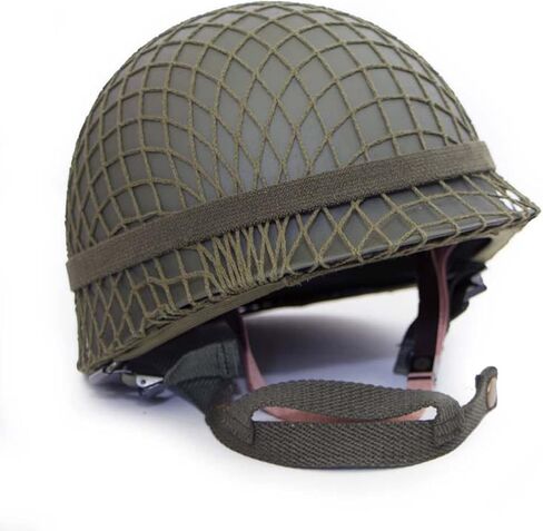 خوذة الجيش WW2 US M1 مع حزام غطاء قذائف مزدوجة خضراء اللون من الحرب العالمية الثانية in Saudi Arabia