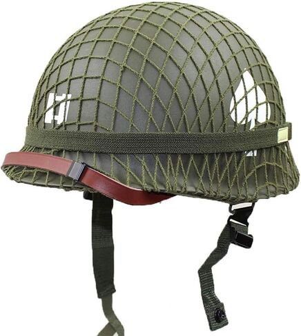 LUCKYYAN الكمال WW2 الجيش الأمريكي M1 خوذة خضراء نسخة مع شبكة/قماش حزام الذقن دهان داي in Saudi Arabia