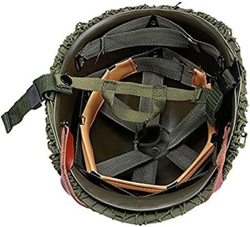 LUCKYYAN الكمال WW2 الجيش الأمريكي M1 خوذة خضراء نسخة مع شبكة/قماش حزام الذقن دهان داي in Saudi Arabia