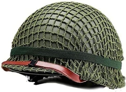 LUCKYYAN الكمال WW2 الجيش الأمريكي M1 خوذة خضراء نسخة مع شبكة/قماش حزام الذقن دهان داي in Saudi Arabia