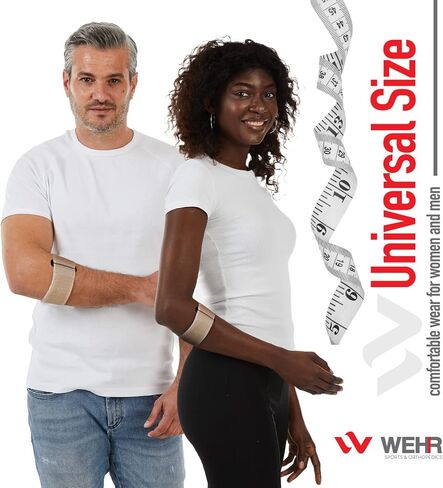 WEHR EPICARE ELBOW BRACE - حجم عالمي - دعامة الكوع لالتهاب الأوتار ومرفق التنس - حزام الكوع مع وسادة ضغط - دعم الكوع للتنس والجولف ورفع الأثقال - تخفيف الألم والدعم (عبوتان) in Kuwait
