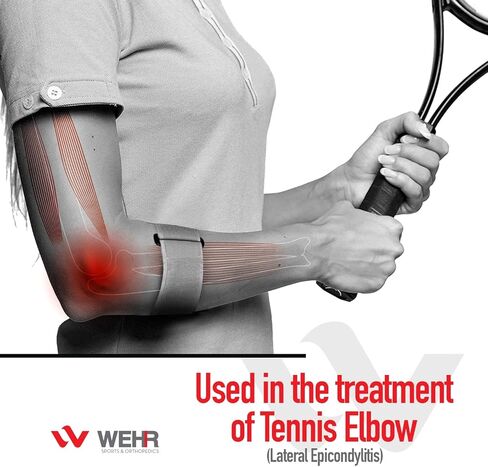 WEHR EPICARE ELBOW BRACE - حجم عالمي - دعامة الكوع لالتهاب الأوتار ومرفق التنس - حزام الكوع مع وسادة ضغط - دعم الكوع للتنس والجولف ورفع الأثقال - تخفيف الألم والدعم (عبوتان) in Kuwait
