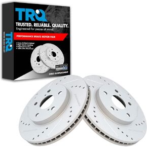 TRQ Front Performance Brake Rotor Drilled Slotted Pair Set for 2005-2007 Avalon / 2002-2006 Camry / 2003 ES300 / 2004-2006 ES330 / 2006-2008 IS250 / 2004-2010 Sienna / 2004-2008 Solara