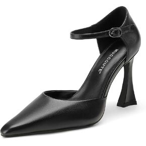 MUCCCUTE Closed Toe Heels for Women Pumps Stiletto High Pointed Toe Heels Sexy Ankle Strap for Party Wedding Work