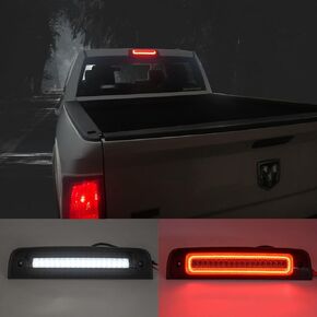LED Third Brake Light Compatible with Dodge Ram 1500 2500 3500 2009-2018, Smoked Third Brake Light with Red LED Strobe High Mount Stop Light White Cargo Light