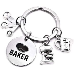 Baker Keychain Culinary School Graduation Gift Measuring Spoon Measuring Cup Stand Mixer Key Chain Cake Bread Cupcake Bakery Pastry Chef Baker Gift Baker Key Ring