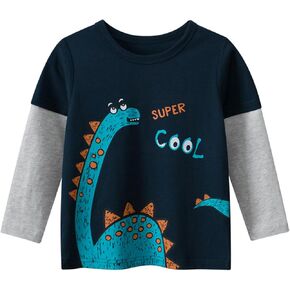 Toddler Boys Long Sleeve Shirts Dinosaur Shirts for Boys Toddler Boy Fall Raglan Cotton Sweatshirt Tee Shirt for 1-6 Years in Kuwait