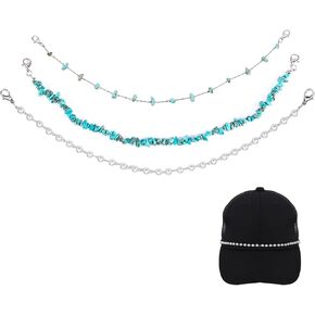 3pcs Trucker Hat Chains, 3 Style Trucker Hat Bill Chains Detachable Hat Chain Brim Decoration Trucker Hat Charms for Mesh Baseball Cap Accessories