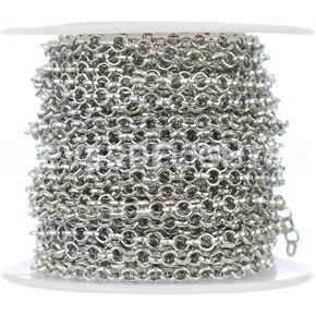 CleverDelights Bulk Rolo Chain - 1/8" Link - 25 Feet - Platinum Silver Color