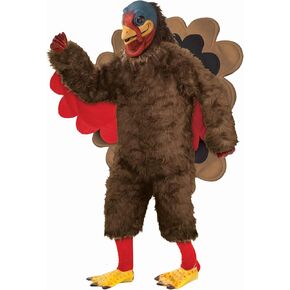 Forum Novelties Men's Deluxe Plush Turkey Mascot Costume, Brown, Standard