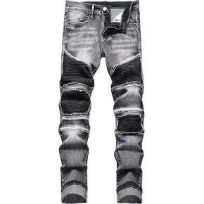 XIMXIMMTIAN Mens Slim Fit Jeans Stretch Ripped Biker Jeans for Men,Fashion Straight Comfort Flex Waist Casual Denim Pants
