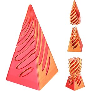 Impossible Pyramid Passthrough Sculpture, 3D Printed Spiral Cone Fidget Toy, 3D Printed Crafts, Adult Decompression Toys, Decompression Toys and Gifts for Kids,Stress Relief Desk Toy (Black Gold)