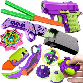 Fidget Toy Gun, 1911 Stress Shot Toy Gun Set for Adults & Kids, 3D Printed Peace Pistol Fidget Toy Anxiety Relief Items Pack, 9 PCS