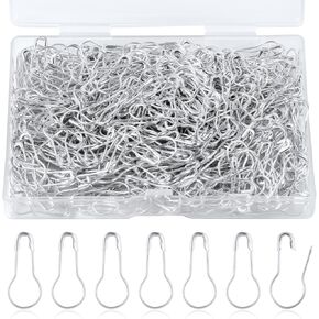 500pcs Gourd Safety Pins, 0.87in Metal Bulb Pins for Crafts Small Calabash Pin Tiny Knitting Crocheting Stitch Markers Mini Clothing Tag Pins with Storage Box for Clothes DIY Home Accessories (Silver)