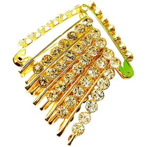 Decorative Golden Saree Pins with Stone,Safety Pin Decorated with Diamonds Set of 12
