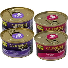 California Scents Spillproof Can Air Freshener in Coronado Cherry and Monterey Vanilla Scents: Best Car Air Freshener and Odor Eliminator, Combo Kit (4 Packs)