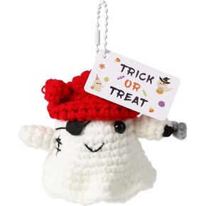 TOYMIS Halloween Baby Gift, Doll Ornaments Gifts Kid Halloween Pirate Ghost Decoration Positive Crochet Toy Cute Depressed Knitted Doll for Kids Boys Friends Room Office Desktop Decor
