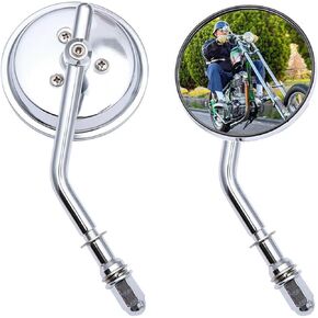 Handlebar Mount Mirrors,Left & Right Side Long Stem Rearview mirrors for 1982-2024 Harley Models,for CVO Dyna Electra Glide Road Glide Road King Softail Street Glide Sportster 1200 883,Chrome