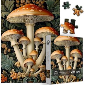 Mushroom Puzzles for Adults 1000 Pieces, Nature Plant Jigsaw Puzzle, Forest Art Puzzle for Adults, Vintage Puzzles 1000 Piece